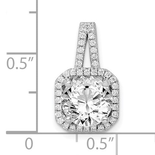 Sterling Silver Rhodium-Plated CZ Halo Pendant