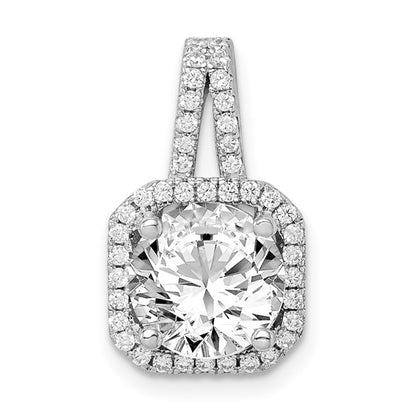 Sterling Silver Rhodium-Plated CZ Halo Pendant