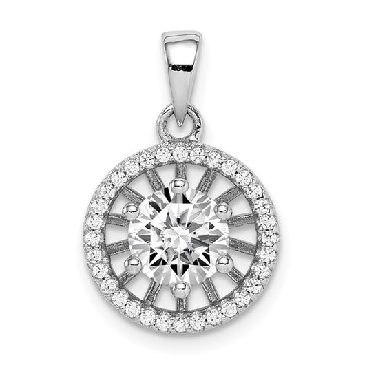 Sterling Silver Rhodium-Plated 6mm CZ Circle Pendant