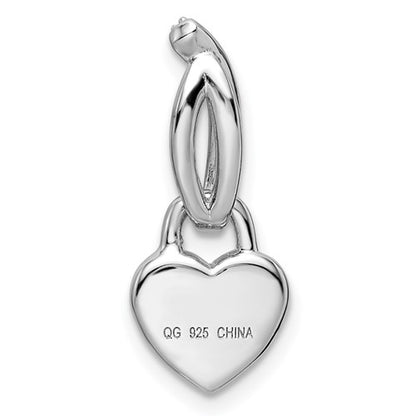 Sterling Silver Rhodium-Plated CZ Heart Pendant