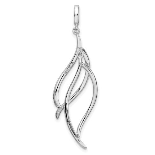 Sterling Silver CZ Dangle Leaf Pendant