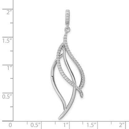 Sterling Silver CZ Dangle Leaf Pendant