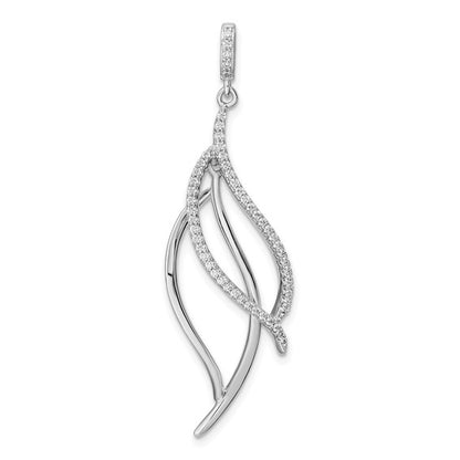 Sterling Silver CZ Dangle Leaf Pendant