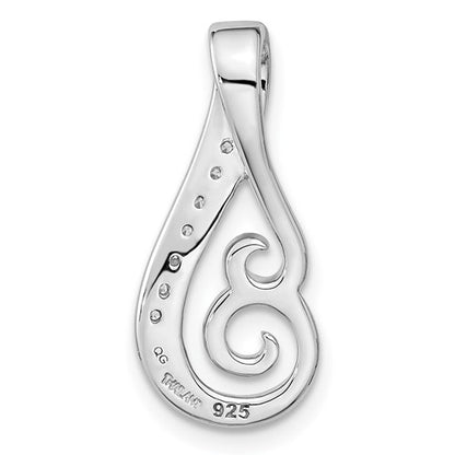 Sterling Silver Rhodium-Plated CZ Swirl Pendant