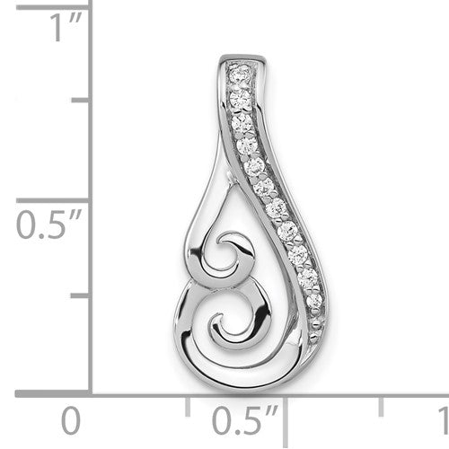 Sterling Silver Rhodium-Plated CZ Swirl Pendant