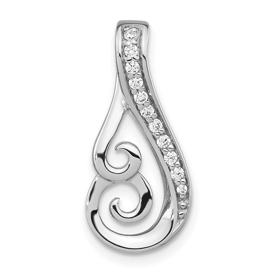 Sterling Silver Rhodium-Plated CZ Swirl Pendant