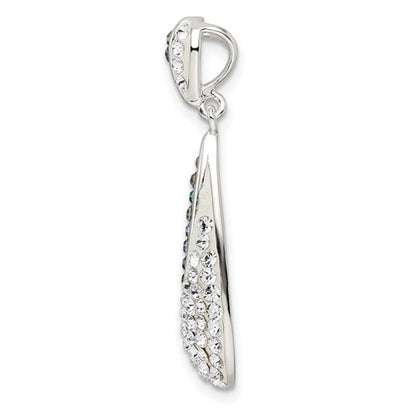 Sterling Silver Rhodium-Plated Crystal Teardrop Pendant