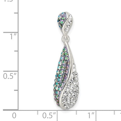 Sterling Silver Rhodium-Plated Crystal Teardrop Pendant