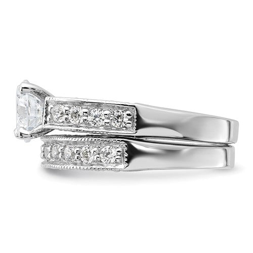 Sterling Silver 2-Piece CZ Wedding Ring Set