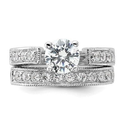 Sterling Silver 2-Piece CZ Wedding Ring Set