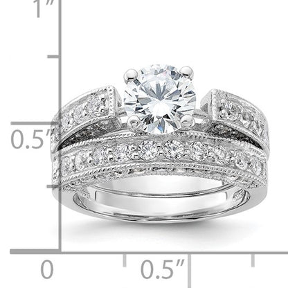 Sterling Silver 2-Piece CZ Wedding Ring Set