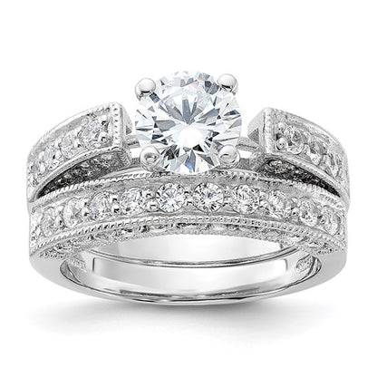 Sterling Silver 2-Piece CZ Wedding Ring Set