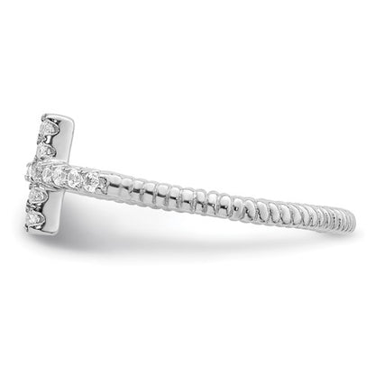 Cross Ring w/ CZ Stones 925 Sterling Silver