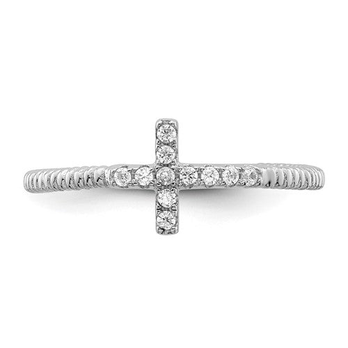 Cross Ring w/ CZ Stones 925 Sterling Silver