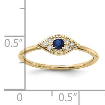 Sterling Silver Gold-Plated  Blue Spinel & CZ Stones Eye Ring