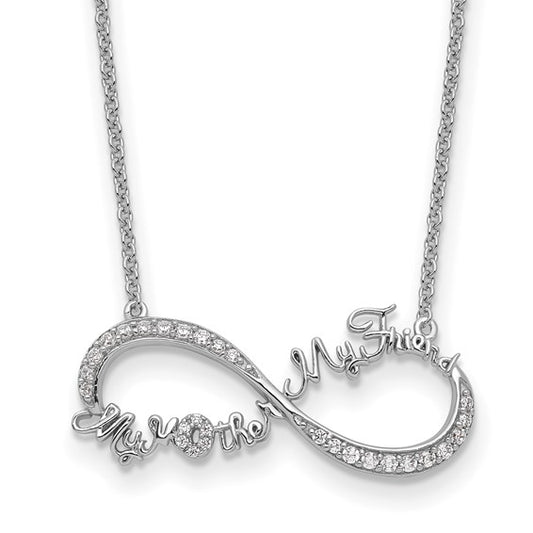 Sterling Silver CZ My Mother My Friend Necklace