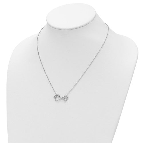 Sterling Silver CZ Paws, Heart, and Infinity Necklace