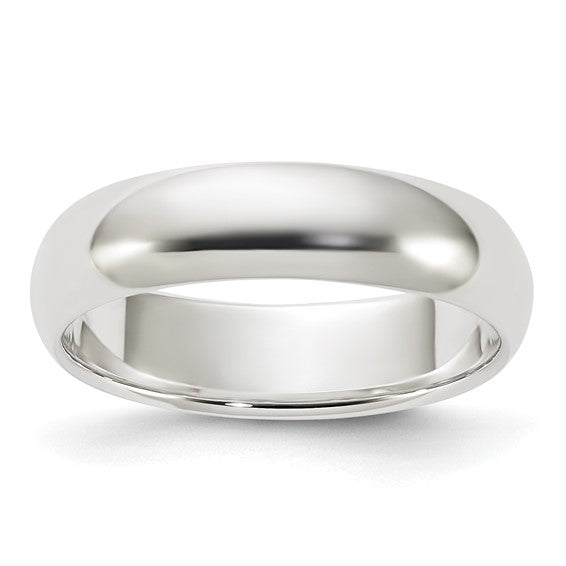 Sterling Silver 5.00 mm Half Round Wedding Bands