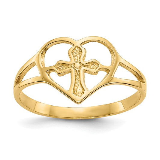 14k Heart Cross Ring