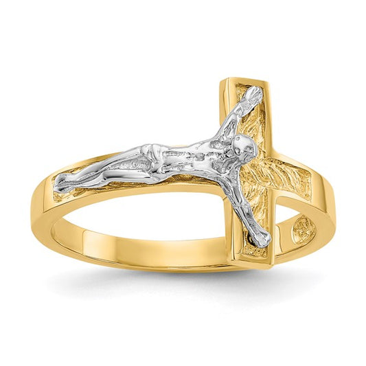 14k Two-Tone Crucifix Ring