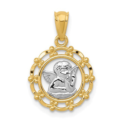 14k Two-Tone Framed Angel Charm