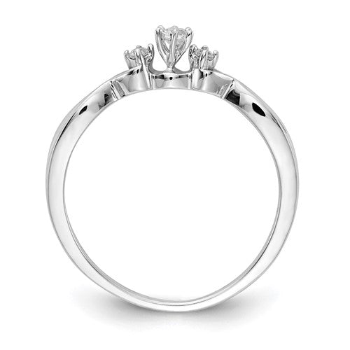 14k White 3-Stone Diamond Ring