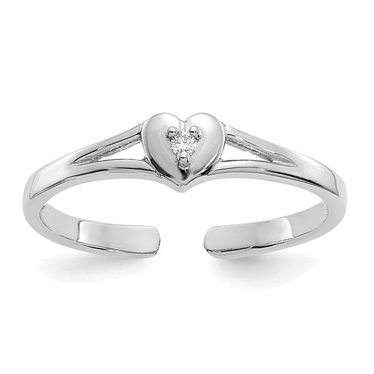14k White Diamond Heart Toe Ring