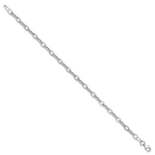 14k White Polished Oval Link Bracelet