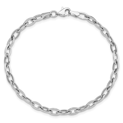 14k White Polished Oval Link Bracelet