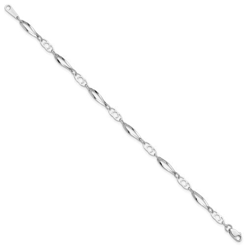 14k White Polished Fancy Link Bracelet