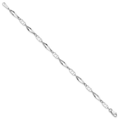 14k White Polished Fancy Link Bracelet