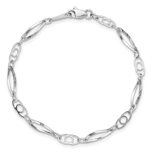 14k White Polished Fancy Link Bracelet