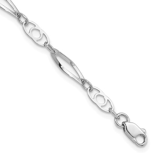14k White Polished Fancy Link Bracelet
