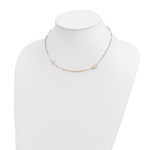 14k Yellow Gold 16 Inch Medium Rosary Necklace