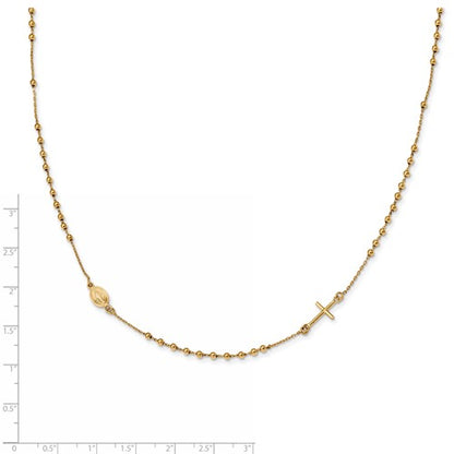 14k Yellow Gold 16 Inch Medium Rosary Necklace