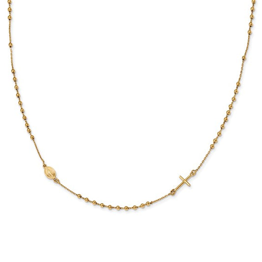 14k Yellow Gold 16 Inch Medium Rosary Necklace