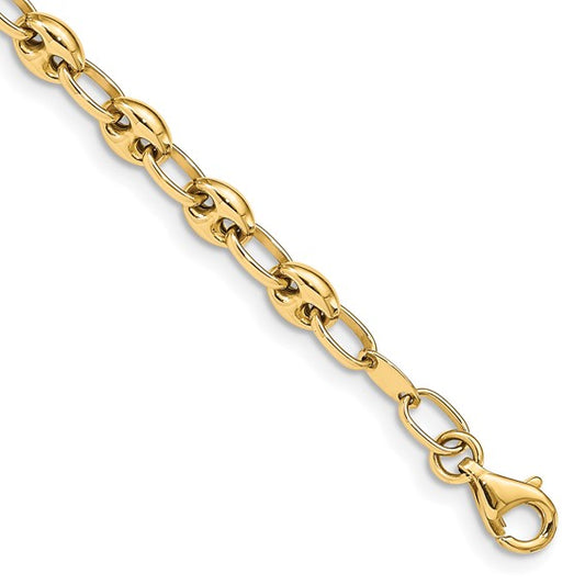 14k Puffed Anchor Link Bracelet