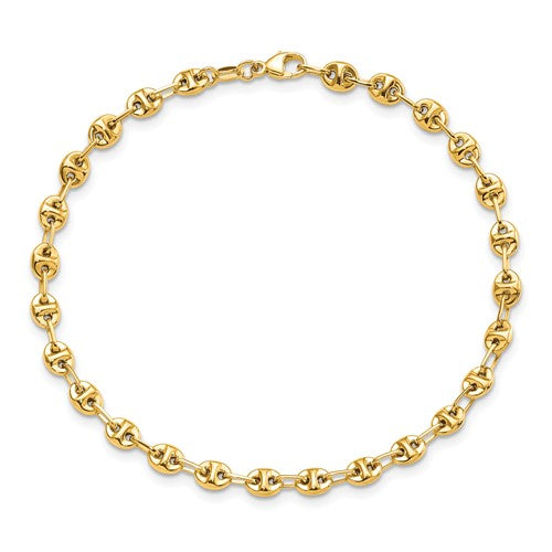 14k Puffed Anchor Link Bracelet