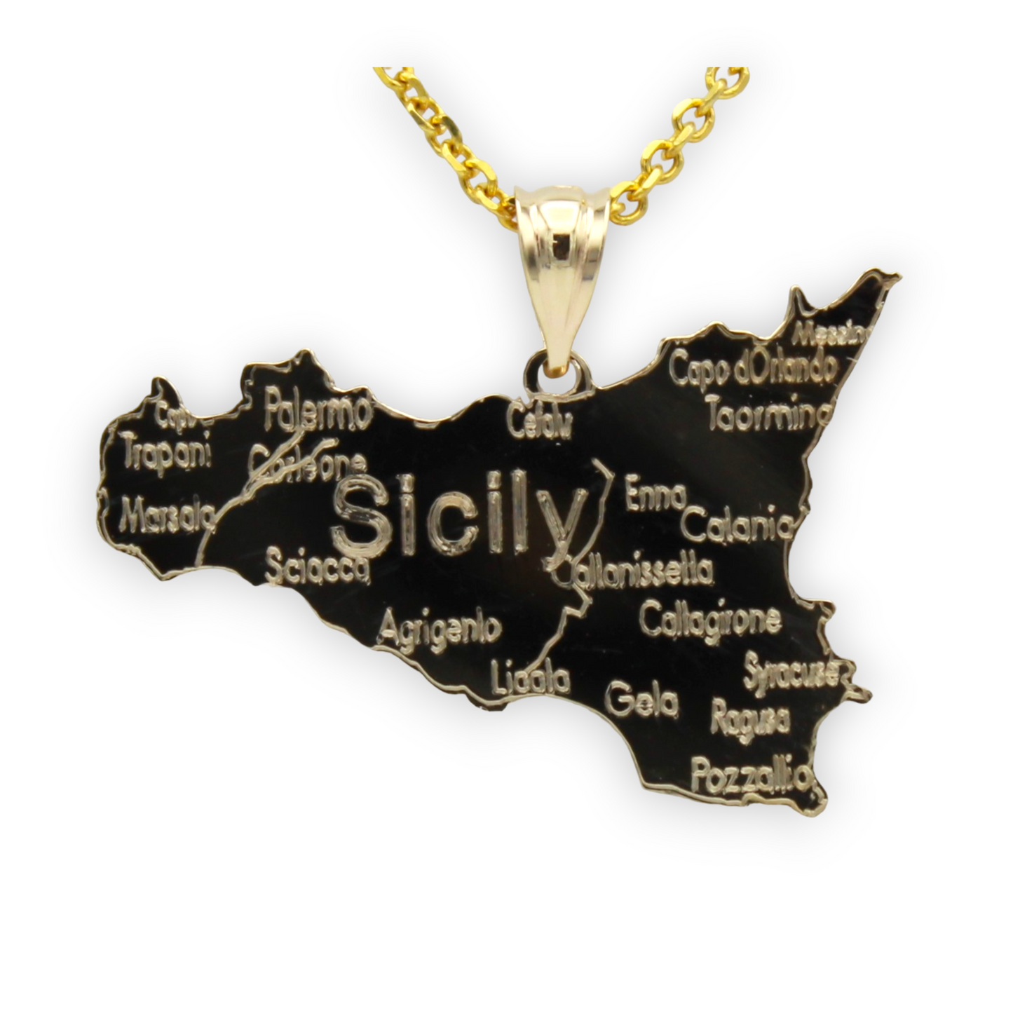 14k Map of Sicily Charm