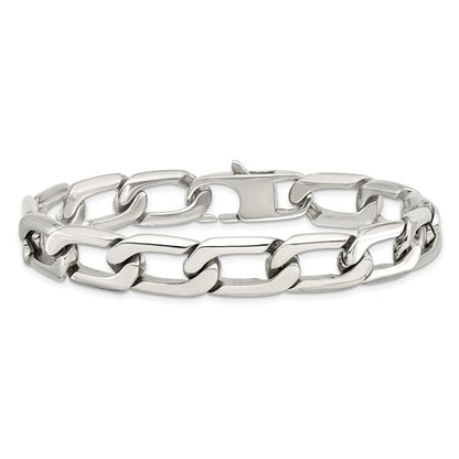 Stainless Steel Polished Open Link Bracelet 8.5 Inches