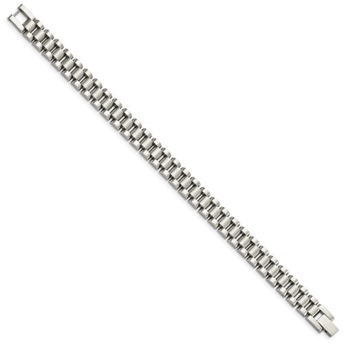 Stainless Steel Brushed & Polished Link Bracelet 8.5 Inches