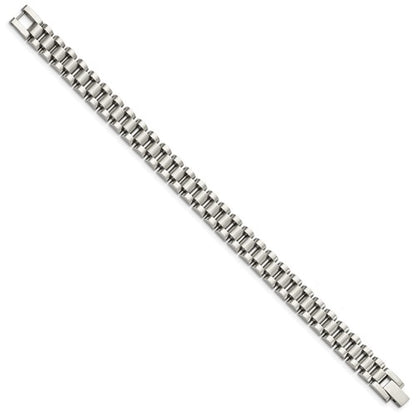 Stainless Steel Brushed & Polished Link Bracelet 8.5 Inches