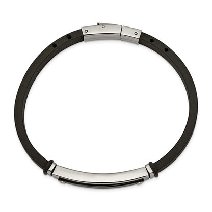 Stainless Steel Black IP Plated w/ Black Rubber ID Bracelet