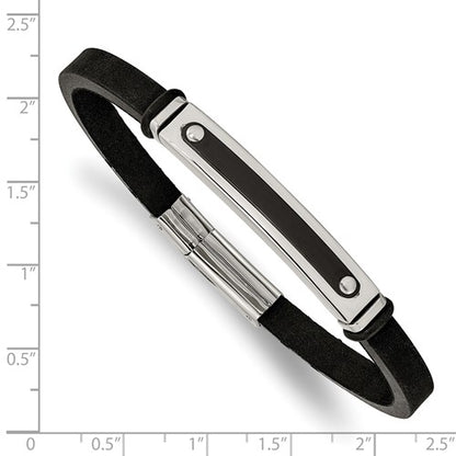 Stainless Steel Black IP Plated w/ Black Rubber ID Bracelet