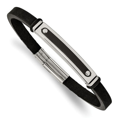 Stainless Steel Black IP Plated w/ Black Rubber ID Bracelet