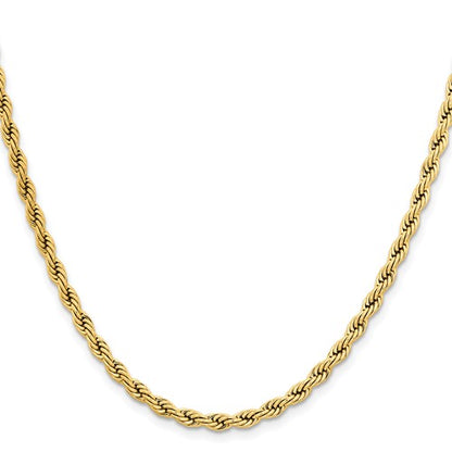 Stainless Steel Yellow IP Plated Gold-Tone Rope Chains 4 mm