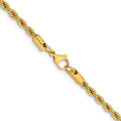 Stainless Steel Yellow IP Plated Gold-Tone Rope Chains 4 mm