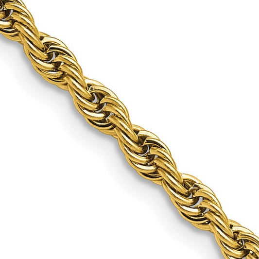 Stainless Steel Yellow IP Plated Gold-Tone Rope Chains 4 mm