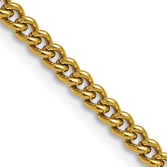 Stainless Steel Yellow IP Plated Gold-Tone Round Curb Chains 4 mm