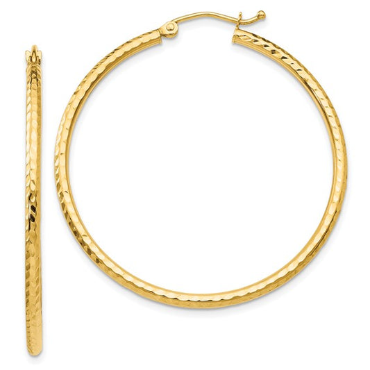 14k Diamond-Cut Hoop Earrings - 40mm